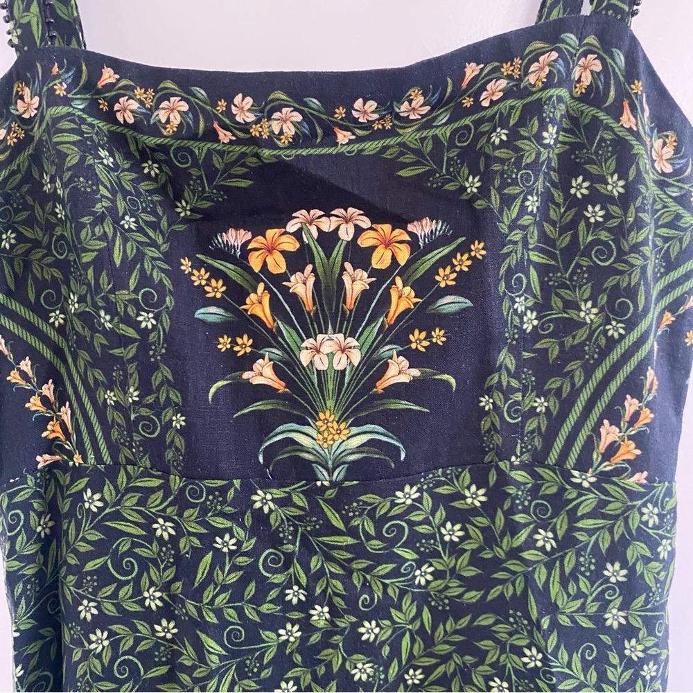 Anthropologie Farm Rio Flowers Arch Sleeveless Linen Blend Midi Dress L NWT - Picture 4 of 6